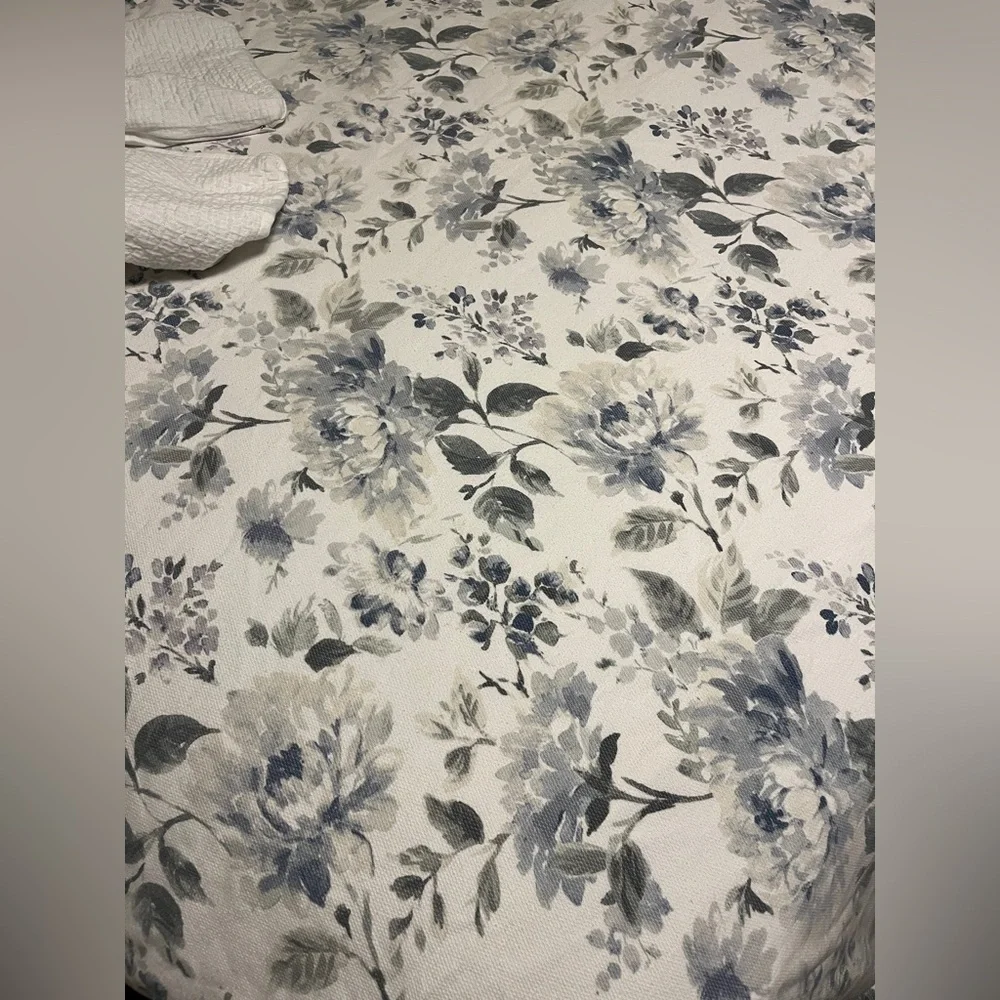 LAURA ASHLEY HOME CHLOE BLUE FLORAL, RUFFLED DUVET 4 KING SHAMS BED SKIRT